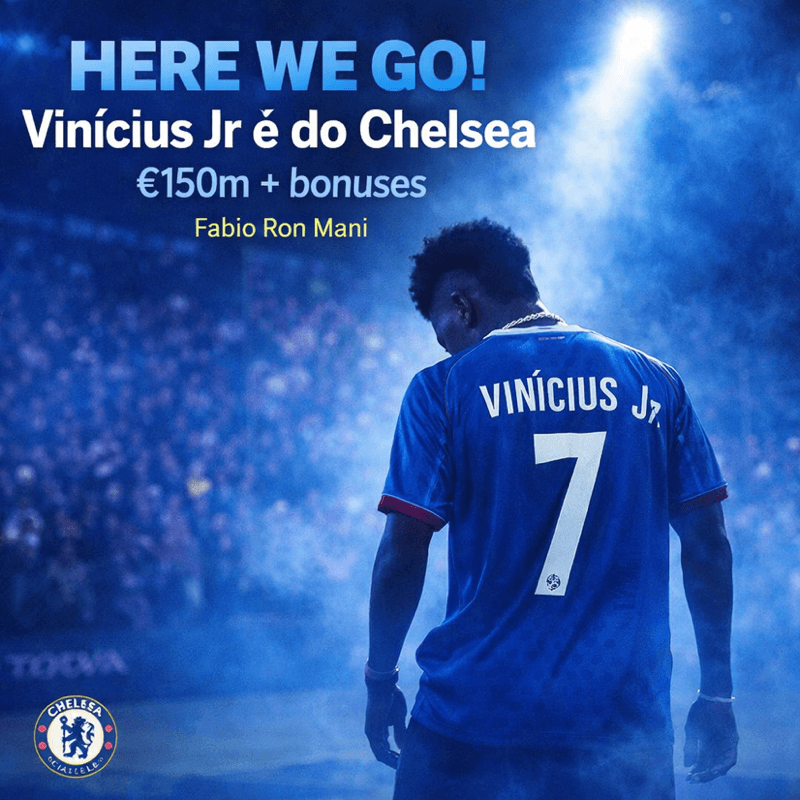 HERE WE GO! 🔵⚡ Vinícius Jr é novo jogador do Chelsea. Acordo fechado por €150M, salário de €30M/ano e bônus que podem levar o pacote a €…