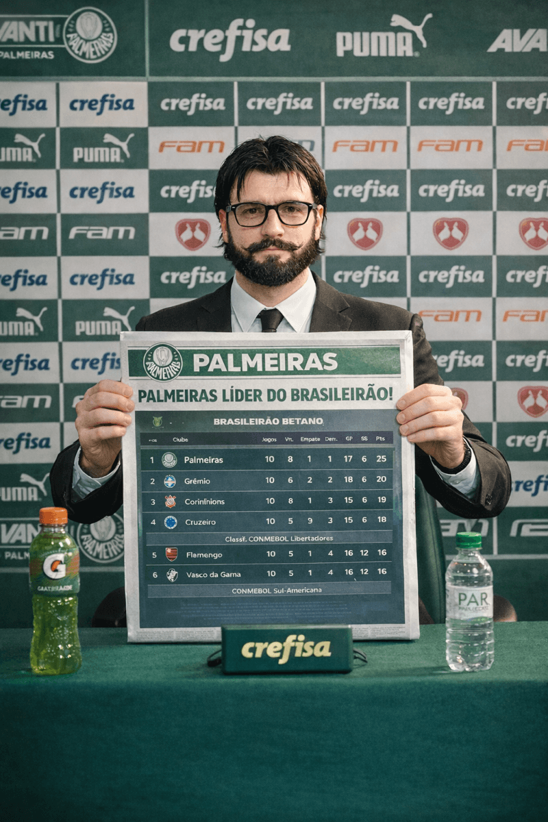 Palmeiras líder na 10 rodada !! Com 8 vitória 1 empate 1 derrota o time de donatto esta demostrando um futebol magnífico de posse bola e …