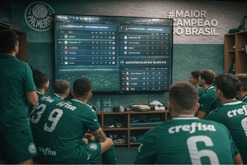 Tabela no meio do ano !! Palmeiras está em segundo colocado no Brasileirão atrás do Grêmio na 19 rodada , líder na liberta com 9 pontos ,…