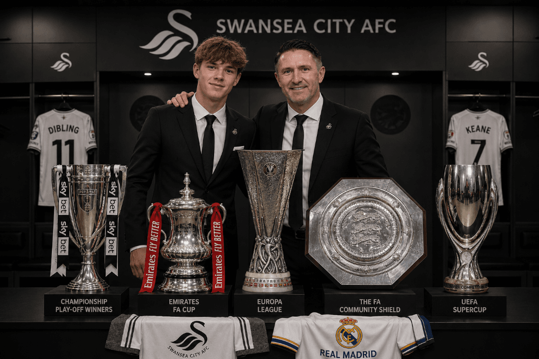 Tyler Dibling se torna a contratação mais cara da história do Real Madrid, 230 milhões de euros,o jovem meia de 24 anos se despede do Swa…