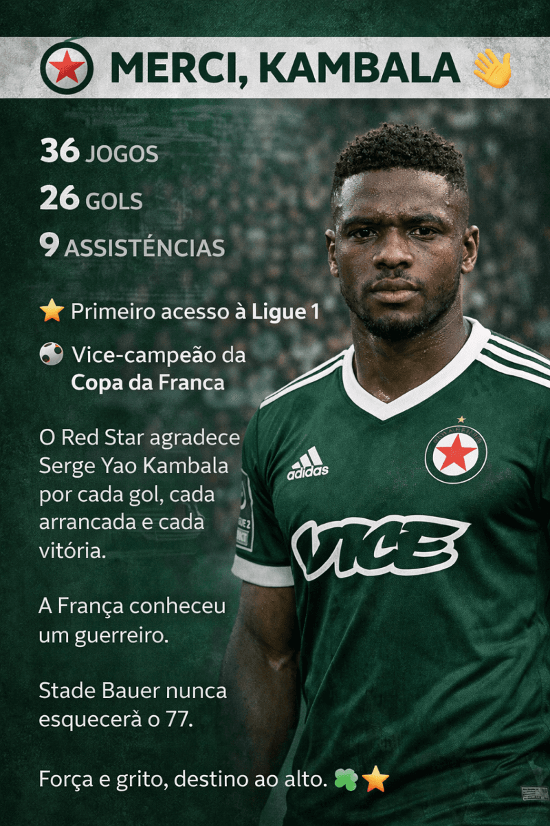 Muito grato por fazer parte desse elenco e estar na história desse clube. Obrigado @redstar por tudo! Espero um dia retornar para o clube…