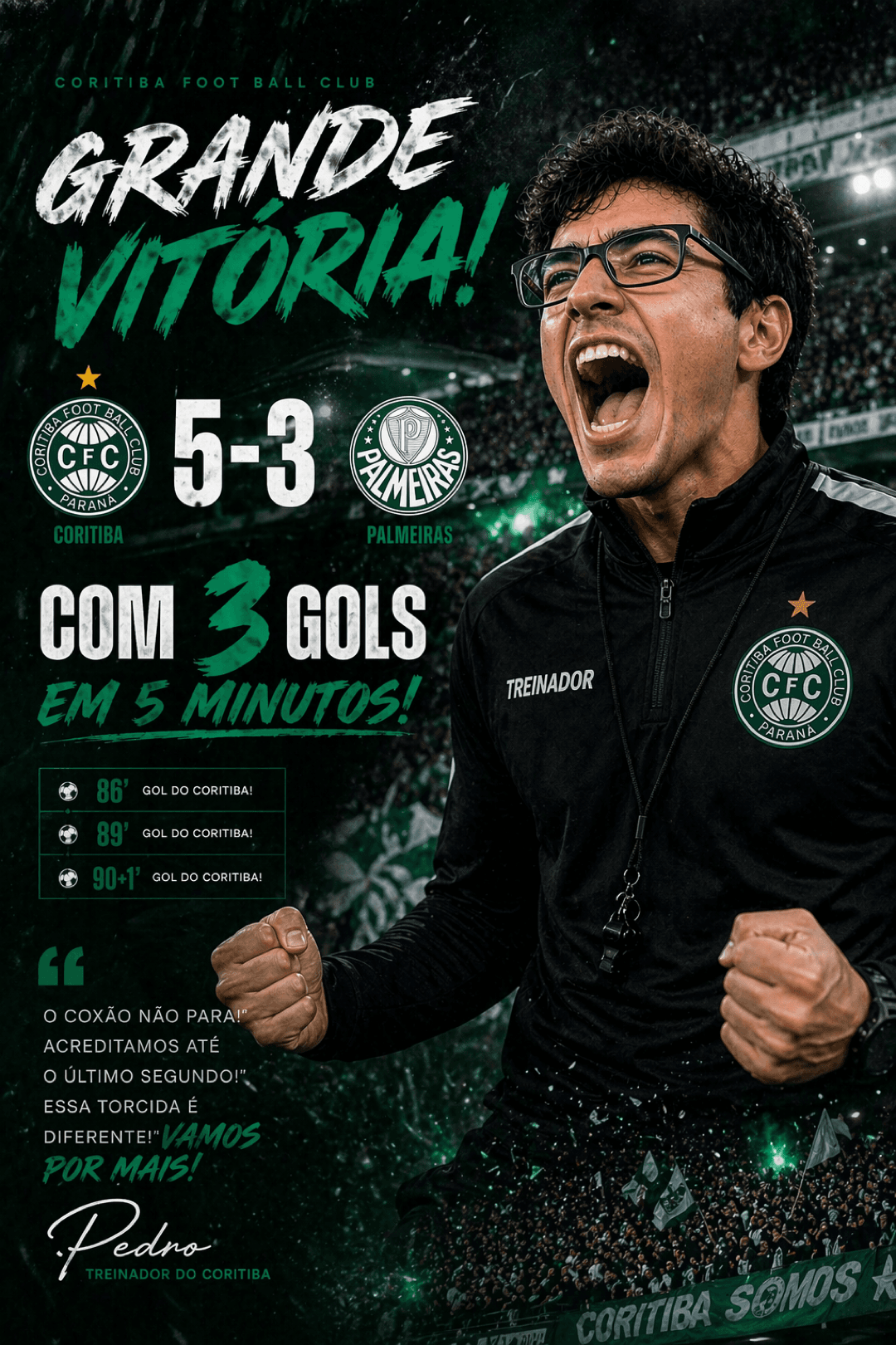 GRANDE VITORIA!! OBRIGADO PELO APOIO TORCEDORES! SEGUIMOS JUNTOS!💚🤍