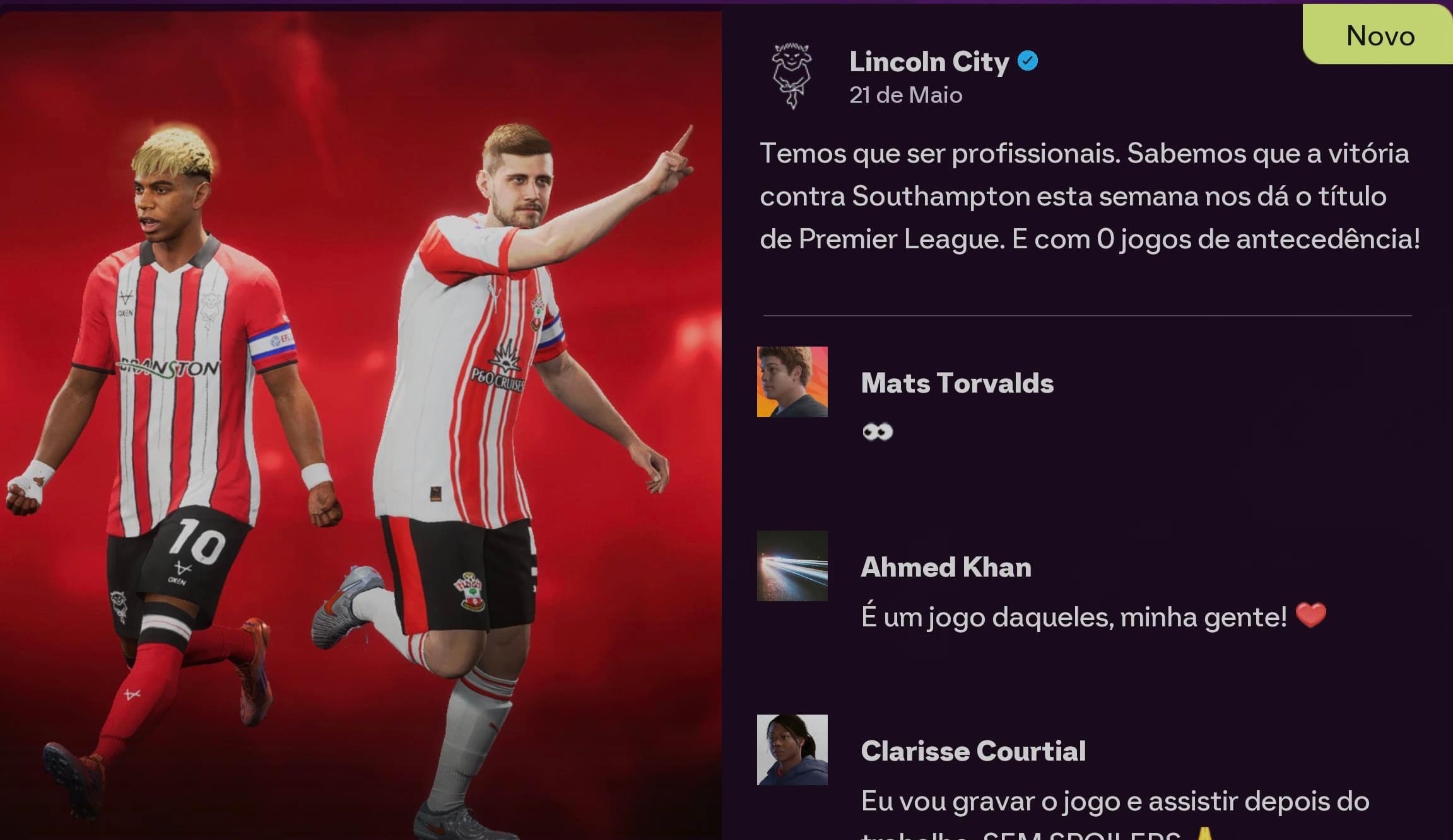 VAMOS PELO TÍTULO NAÇÃO!! Jogo válido pela última rodada. Pela glória da Premier League! 🆚 - Southampton 🏆 - Premier League 🏟️ - Stadi…