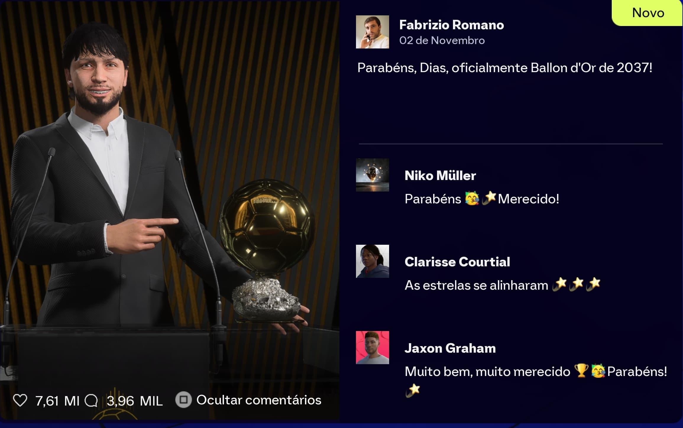 Meu 6º Ballon d’Or 🏆✨ isso é fruto de muita dedicação, esforço e trabalho ao longo de toda a minha carreira 💪⚽🔥