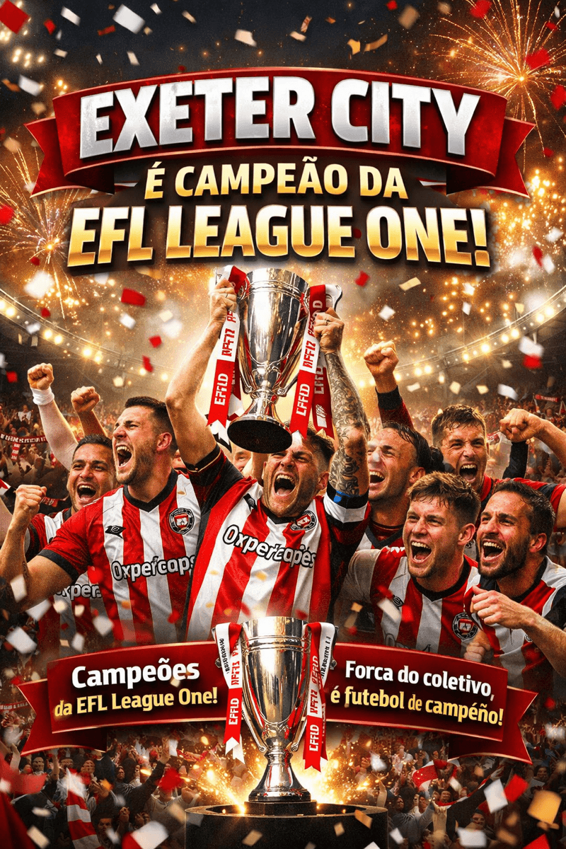 🏆🔴⚪ EXETER CITY CAMPEÃO DA EFL LEAGUE ONE! Temporada histórica, futebol dominante e uma torcida que nunca parou de acreditar. O trabalh…