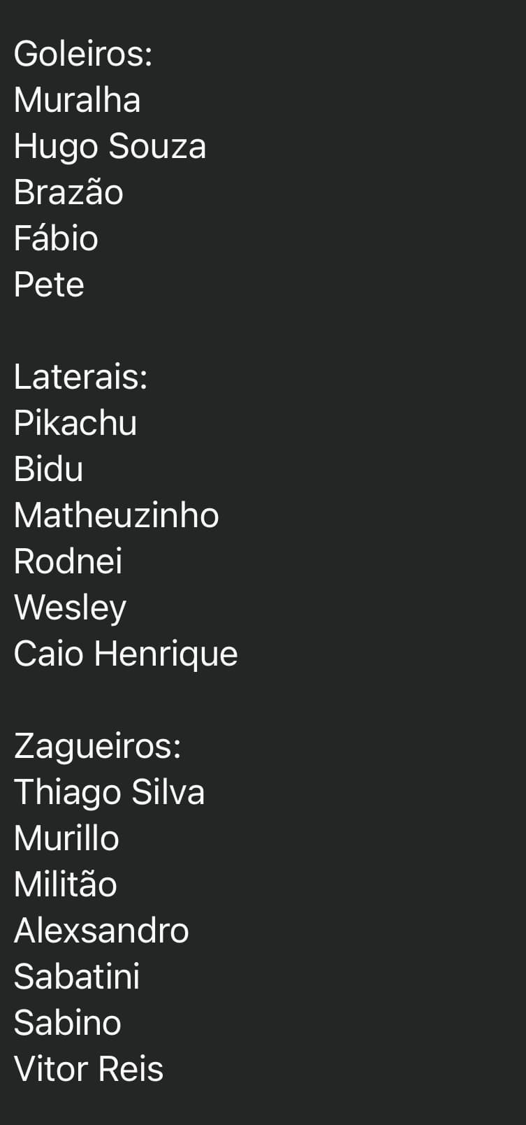 Oficial! A Pré convocação para a copa da seleção brasileira por {@}[PedroCarvalho123](696d775f5fef3392ac48a8ee)‼️‼️ Fonte: Marcelo 12 🫡🔥