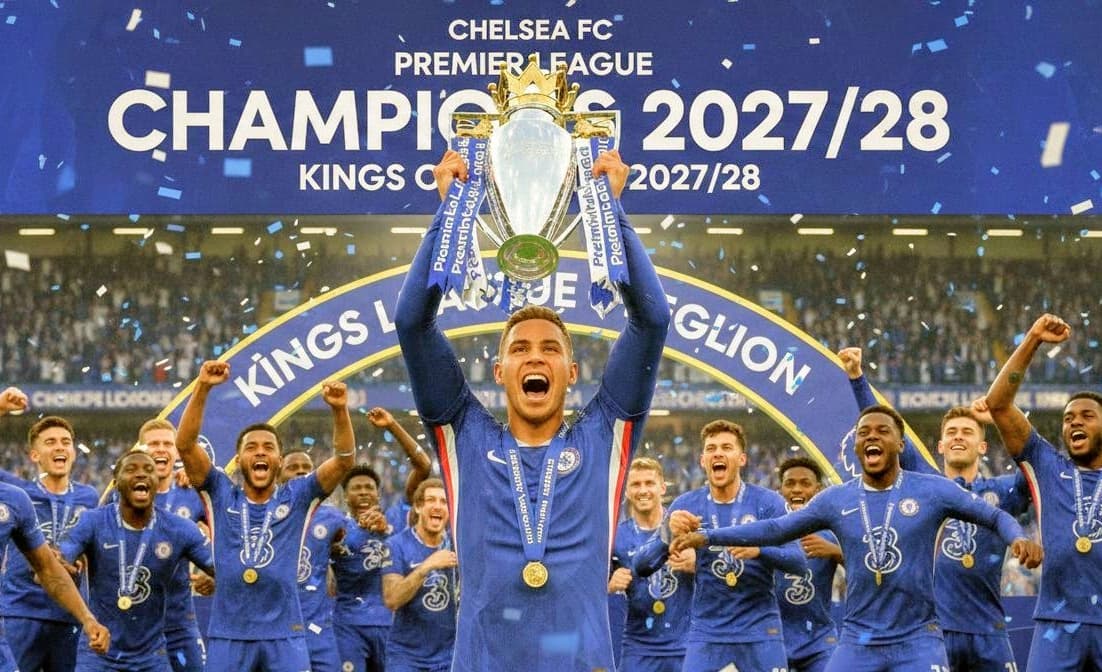 E a Premier League 2027/28 é do Chelsea! Com 106 pontos, os blues conquistam seu 6⁰ campeonato inglês na história! O artilheiro da liga f…