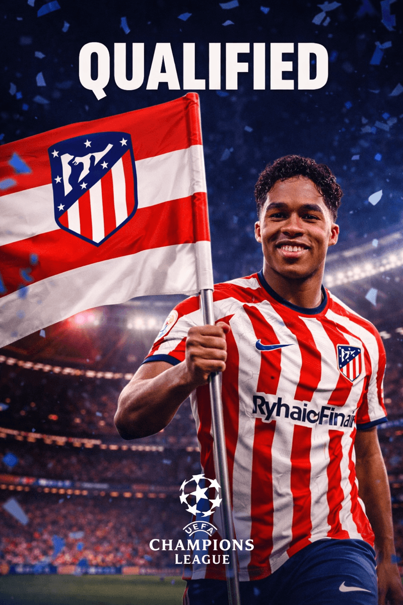 Classificados! 🇪🇸❤️🤍 O meu atual campeão {@}[@Atleti](696f01d65fef3392ac6a5939) está classificado para as quartas de finais da UEFA Ch…