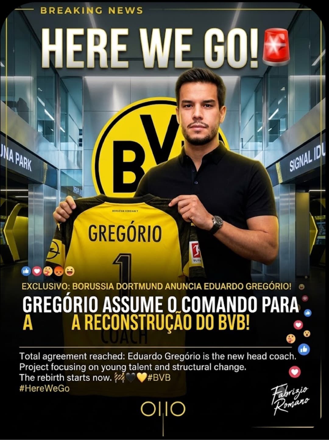 Bomba💣🔥!! Eduardo Gregório acaba de ser anunciado como novo técnico do borrusia Dortmund! Com contrato até 2030. E aí torcedor aprova a…