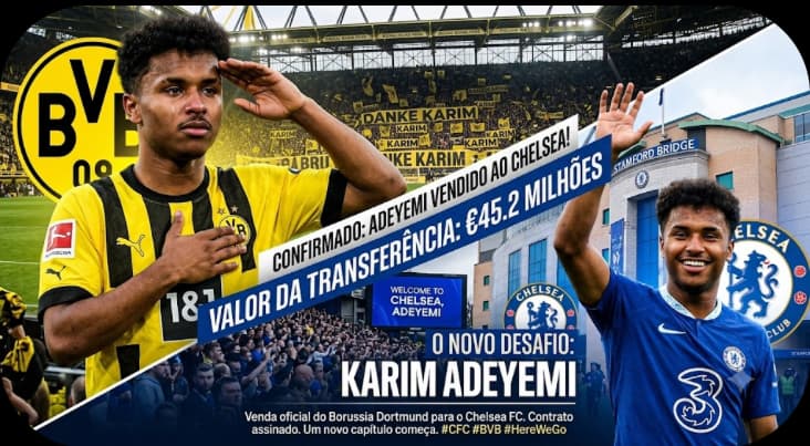 Despedida🔥🟡⚫️ Adeyemi novo jogador dos Blues🔵. Com muita tristeza que o borrusia se despede de Adeyemi, o clube deseja muita sorte na …