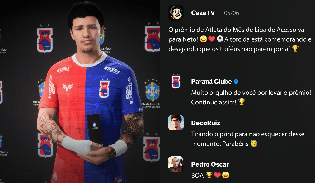 Que sonho!🤩 Conseguir ser o destaque do campeonato no mês e a Cazé postou, apareci pro Brasil todo! Obrigado a todos pelo apoio😘🙏🏻