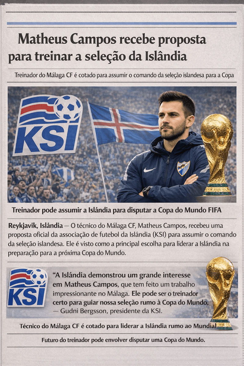 Recebi proposta para treinar a Seleção da Islândia