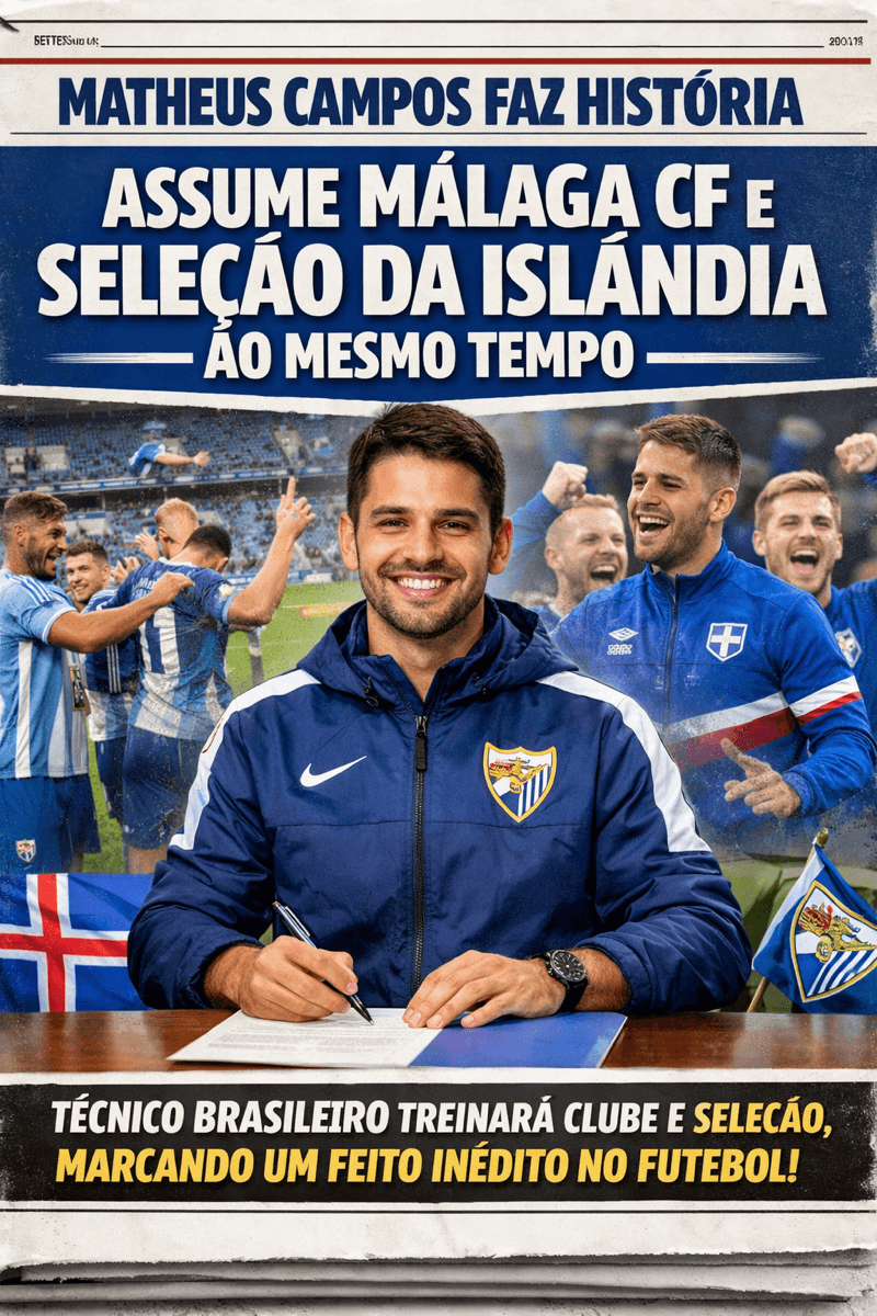 “Matheus Campos faz história: assume Málaga CF e Seleção da Islândia ao mesmo tempo” “Ficamos muito contentes por ele ter aceitado a prop…