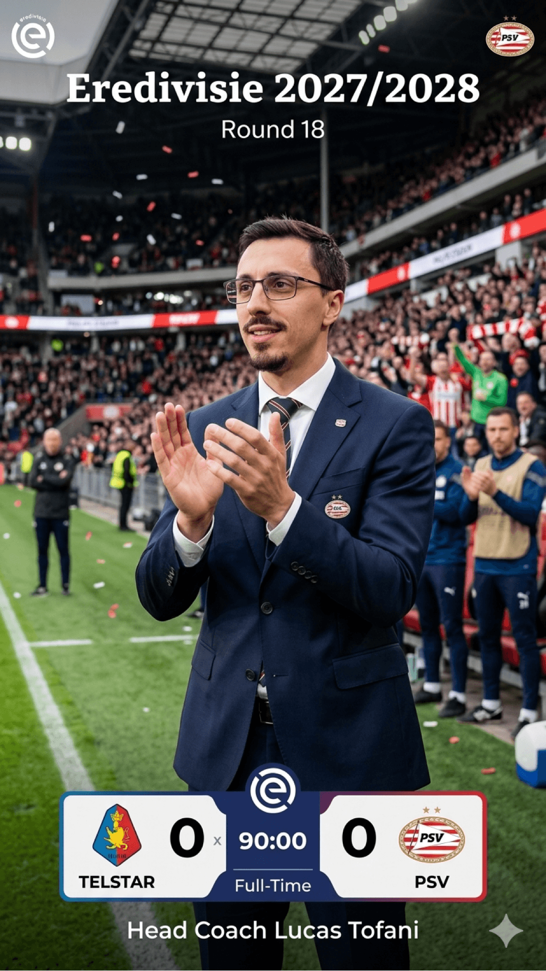 Primeiro jogo! Ainda conhecendo o time, mas muito animado! Pra cima PSV 🇳🇱🔴⚪️