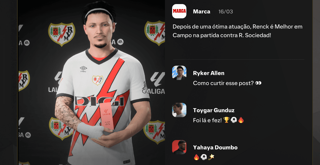 Feliz de mais em ajudar o time com 2 gols que nós deram os 3 pontos em nossa casa!! Seguimos fortes!! ⚪🔴⚡ #RayoVallecano