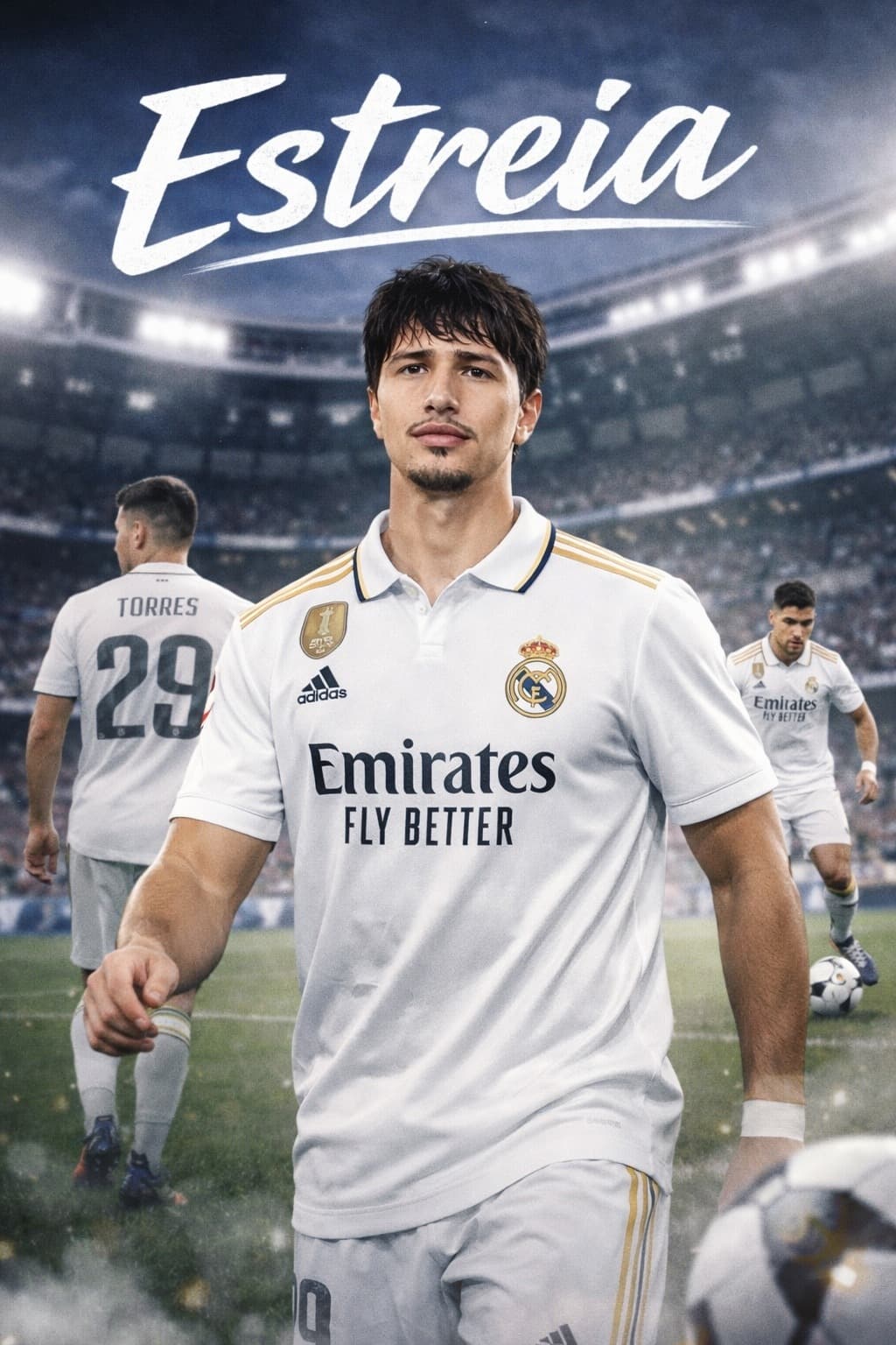 Estreia de Torres 🤍⚽ O Real Madrid anuncia a estreia de Adrián Torres com a camisa merengue. Um novo capítulo começa no Santiago Bernabé…