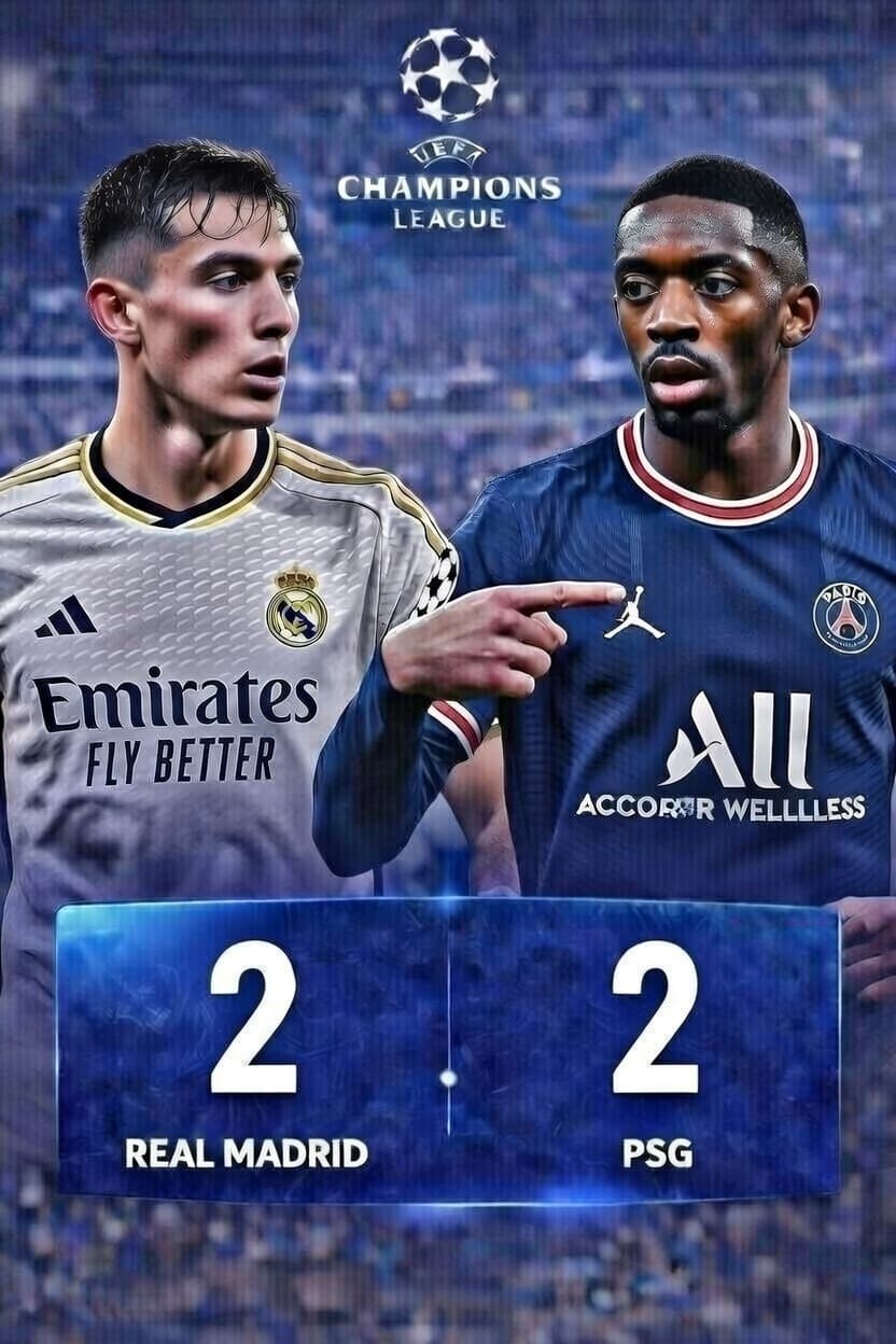 esqueci de postar o resultado do jogo contra o PSG, mas tá aí, 2 X 2, conseguimos um empate milagroso com Mbappé. Hala Madrid 🇪🇸⚪🔥