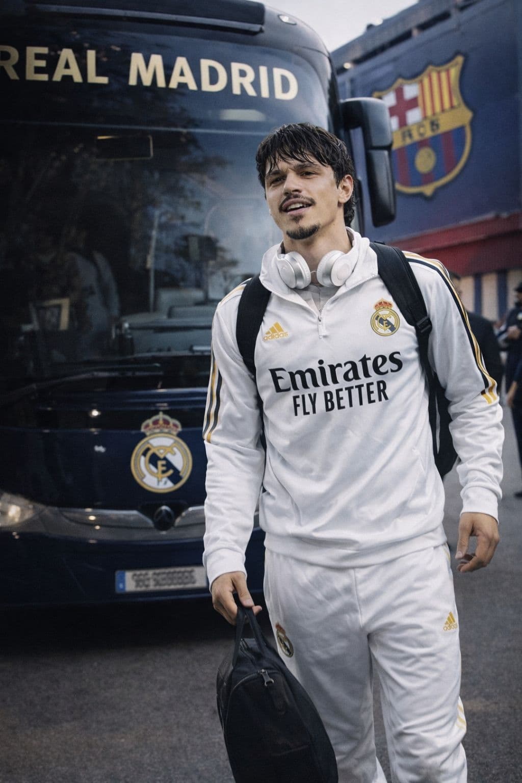 Equipe do Real Madrid chega ao Camp Nou para a final da Supercopa! 🇪🇸🔥🏆