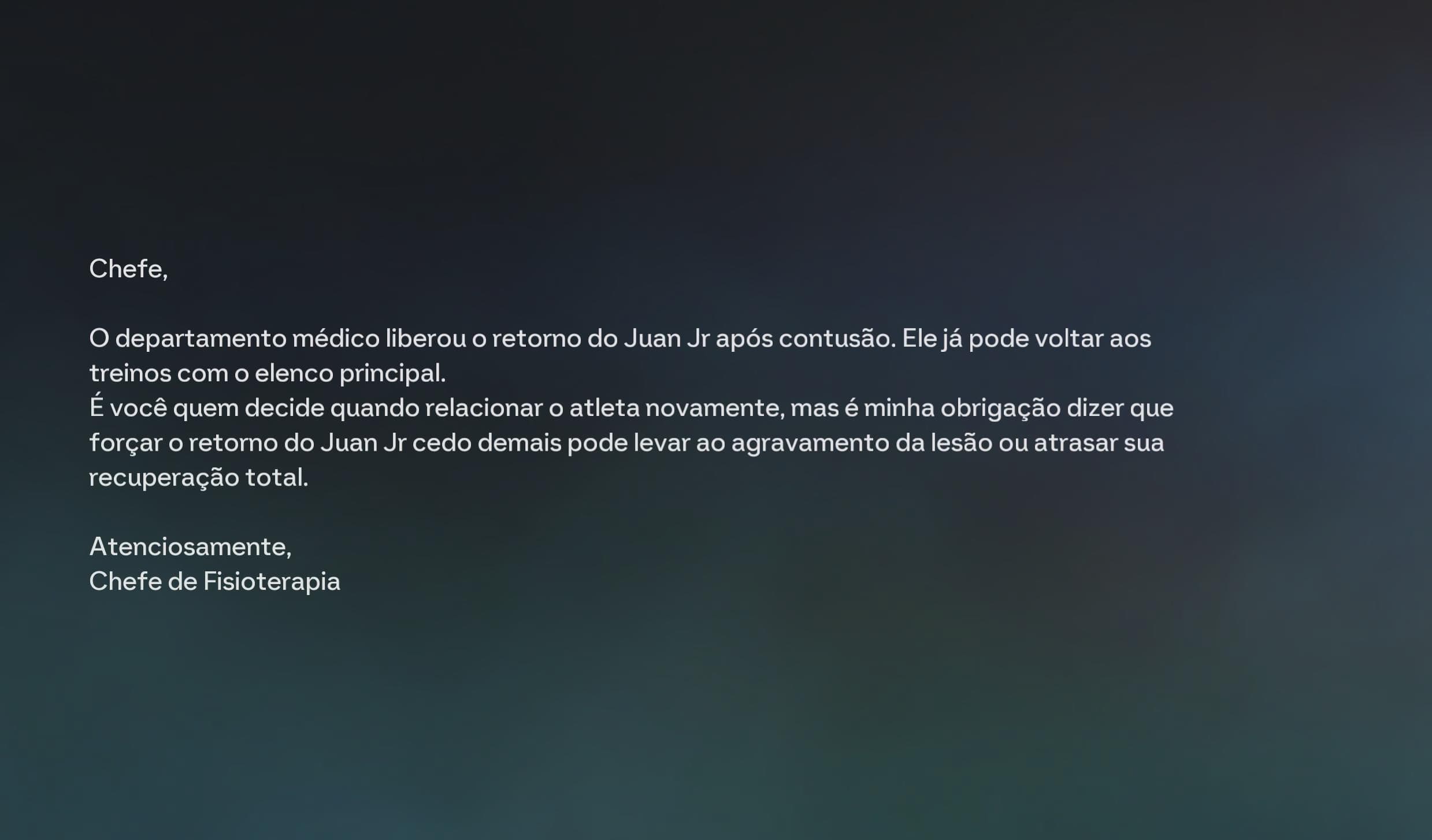 Juan Jr está liberado para jogar🚨🚨 Depois de 3 meses o jogador pode retornar a jogar, com a expectativa de levar o título da liga Árabe