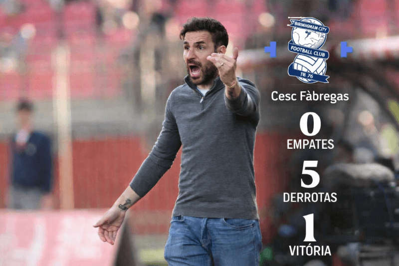 Veja os números de Cesc Fábregas Novo técnico do Birmingham City em 6 jogos ⬆️⬆️