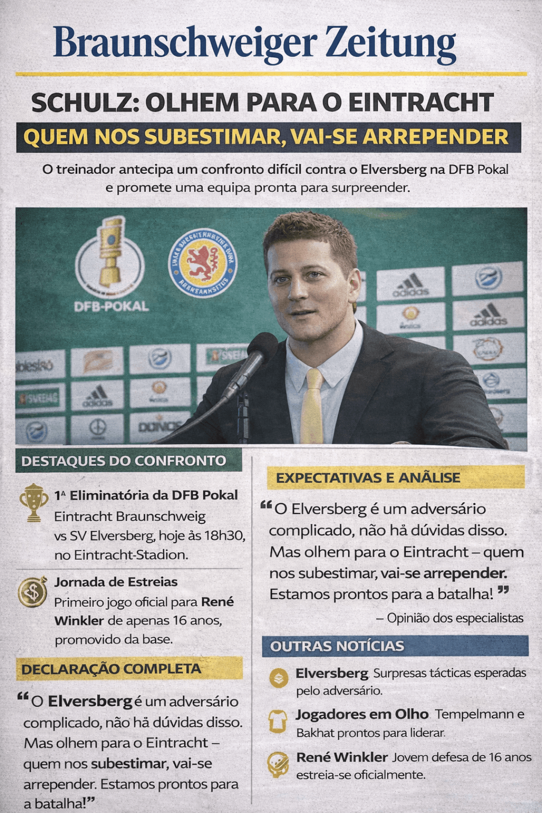 É aqui que vai começar a minha carreira com o Braunchweig espero que gostem vai ser uma longa jornada. O primeiro jogo vem aí 🇩🇪