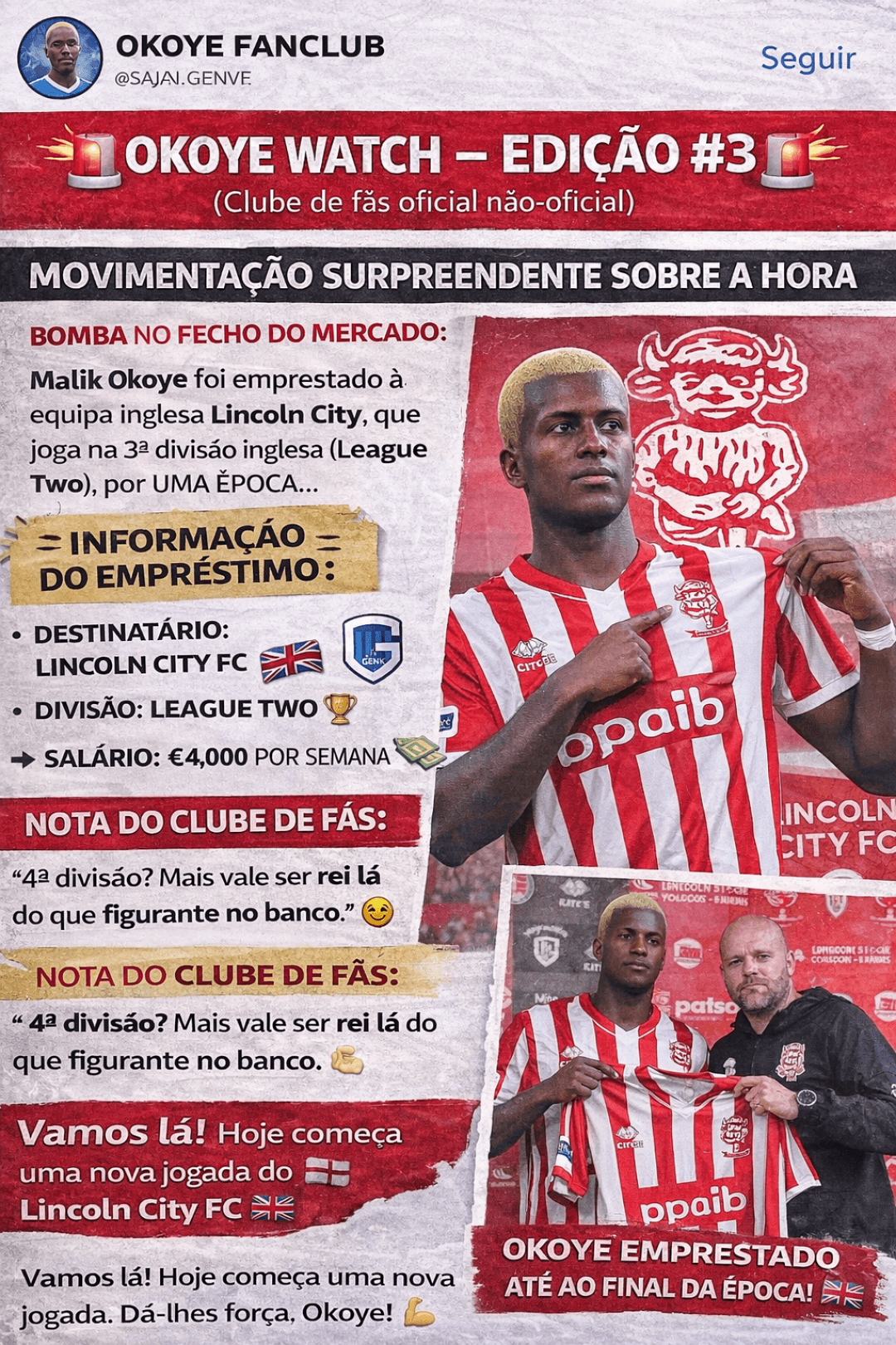 Por o clube não consegue dar as chances que queria ao avançado o Genk decidiu emprestar o jogador Malik Okeye na última hora da janela de…