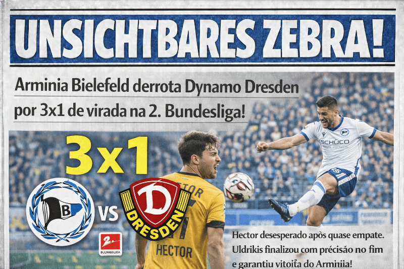 O Arminia Bielefeld conquistou uma vitória emocionante por 3 a 1, de virada, sobre o Dynamo Dresden pela 2. Bundesliga, em um confronto m…