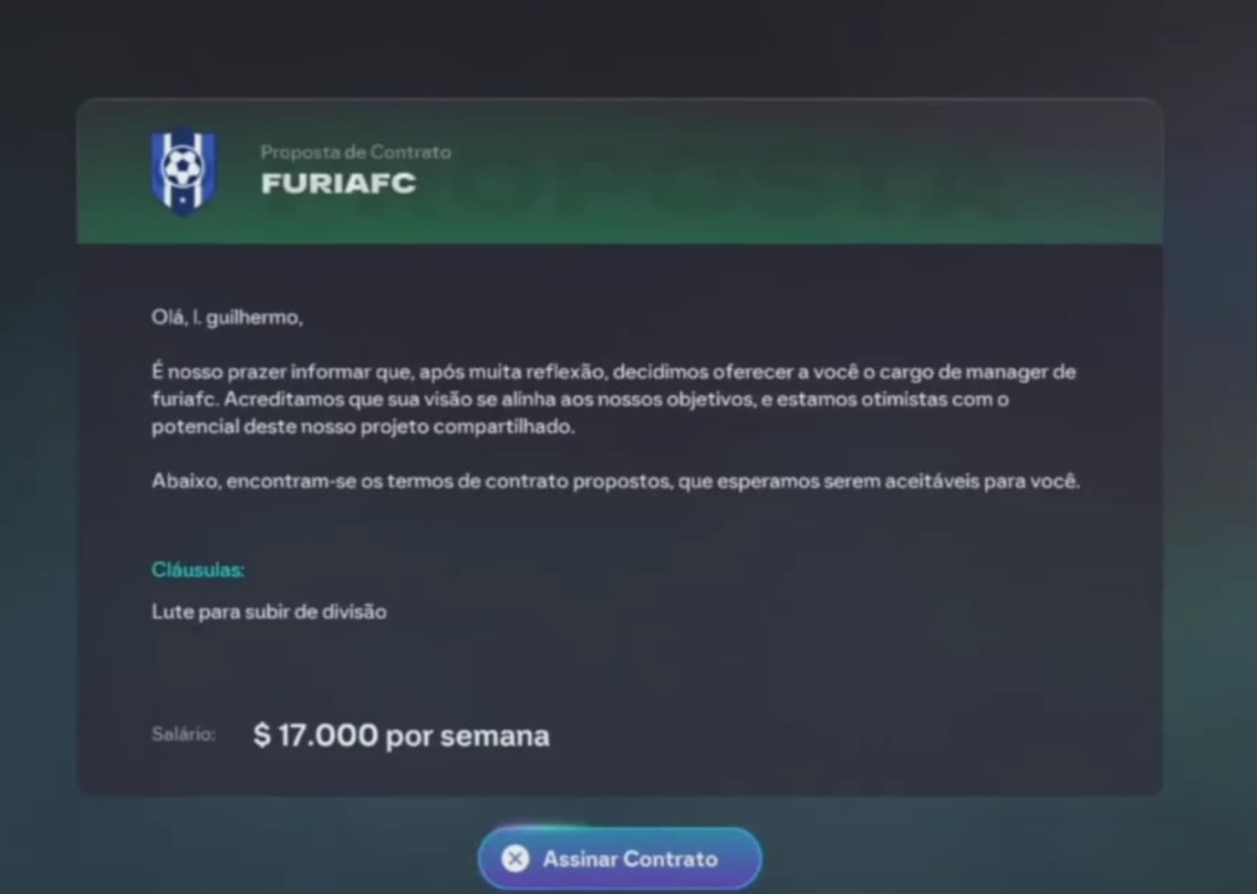 Criei um time e coloquei na 4 divisão da premier league