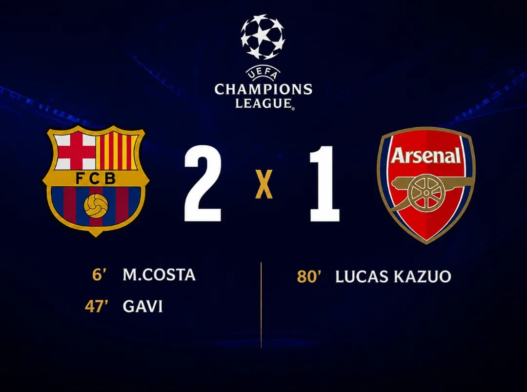 Gol de {@}[Lucas Kazuo](6a065f28e605743ca48d7096) não foi o suficiente eo Barcelona vence por 2 a 1