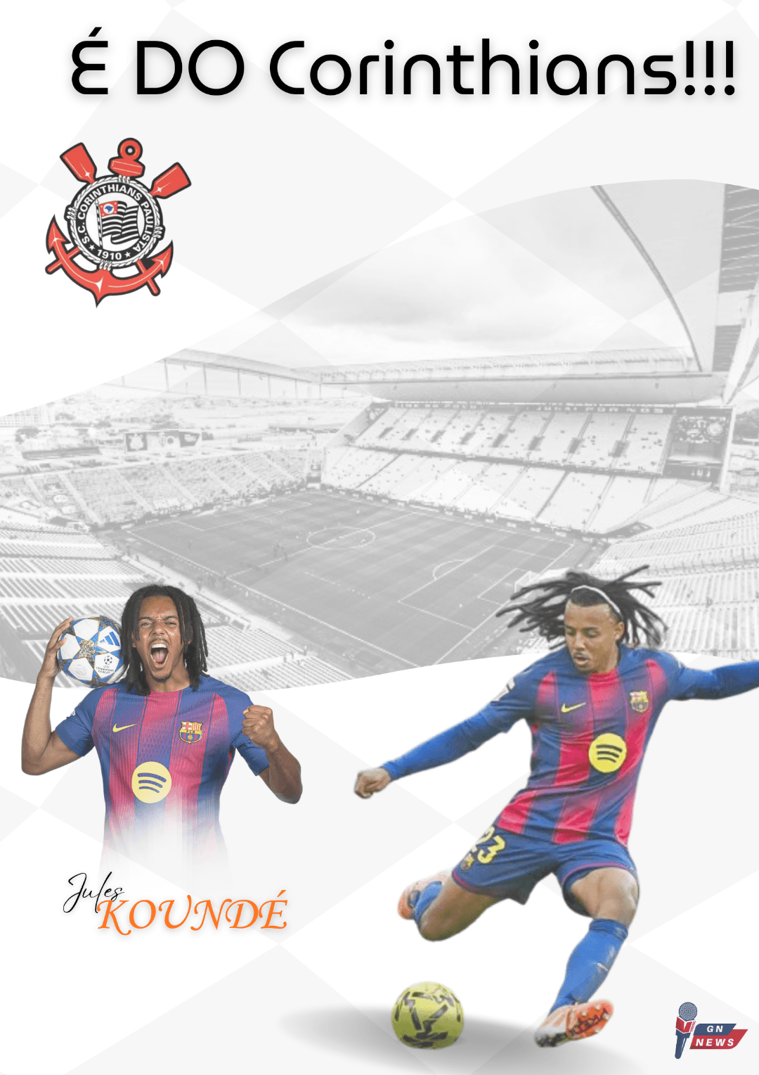 {@}[GN News](69af30a2bd87c239105c51c9) Corinthians anúncia contratação de Jules Koundé para reforçar sua defesa, o jogador foi indicado p…