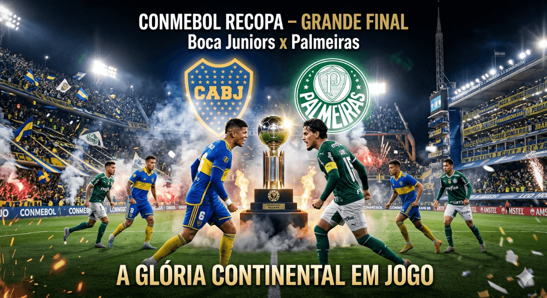 Boca Juniors x Palmeiras CONMEBOL Recopa Dois campeões. Um título. 90 minutos para provar quem manda na América. É raça, é entrega, é Boc…