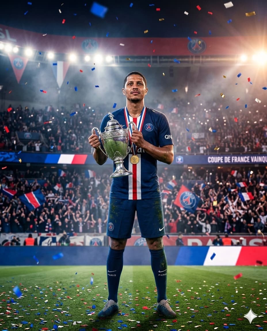Campeões da Copa! 🏆🔵🔴 Mais um título com o Paris Saint-Germain. Orgulho desse grupo! 💪⚽