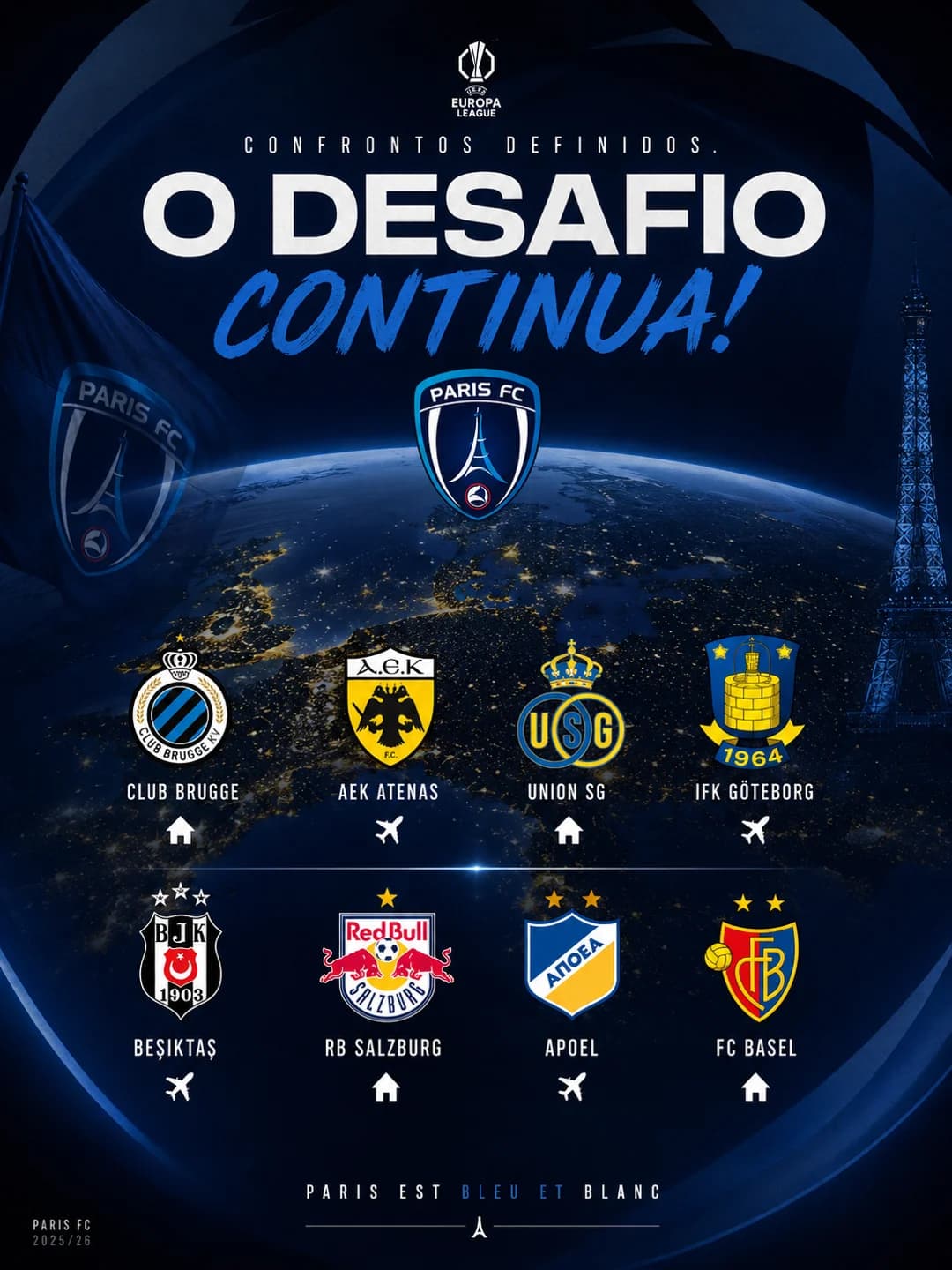 CONFRONTOS DEFINIDOS Foi sorteado os confrontos e aí está,esses são os confrontos na Europa league,vamos com tudo 🔵⚪️