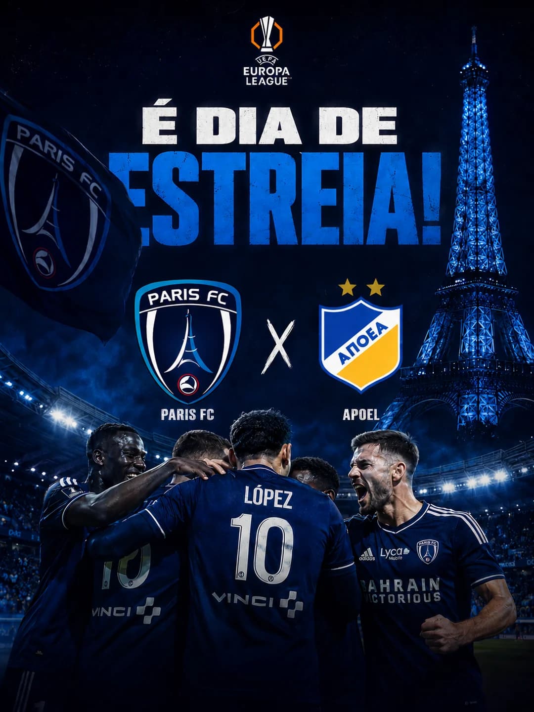 O grande dia chegou,a estreia do Paris FC em uma competição europeia,a estreia na Europa League,faremos história!🤩⚪️🔵