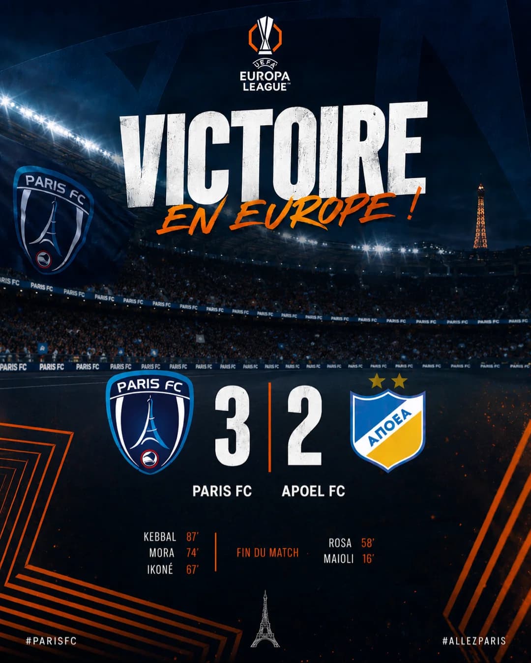 FIMM DE JOGOO A história está sendo escrita,de virada garantimos a primeira vitória na Europa League🤩🤩