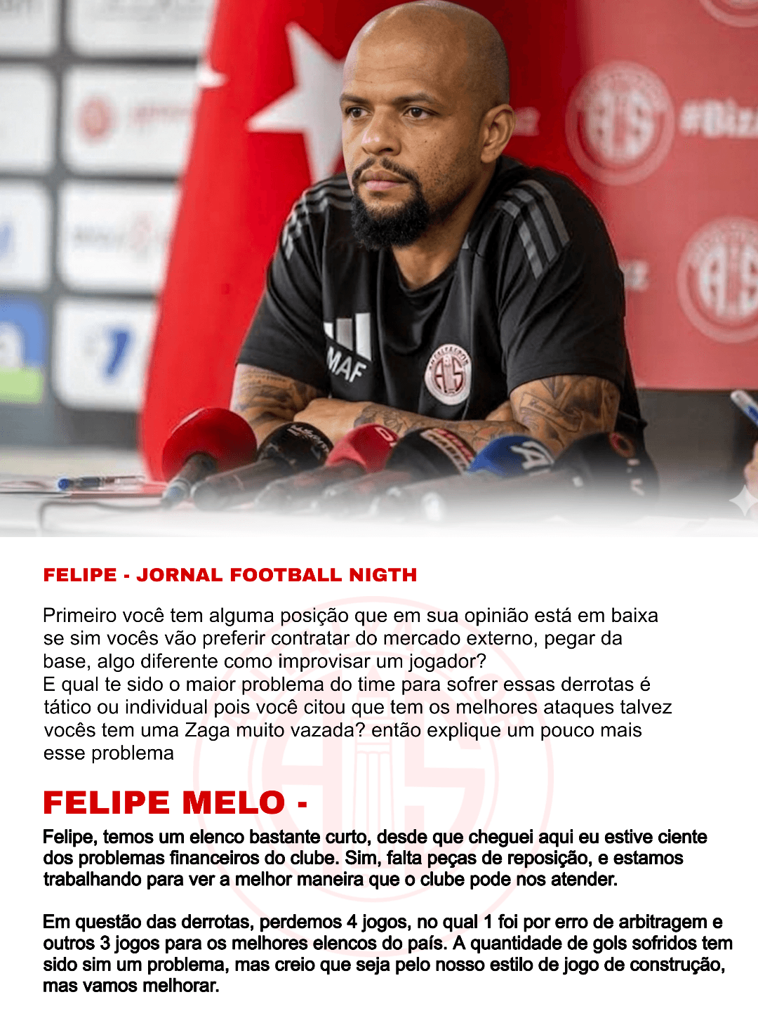 ENTREVISTA COLETIVA! 🎤 Pergunta feita por Felipe do Jornal Football Nigth nos comentários. Deixe sua pergunta no comentário!