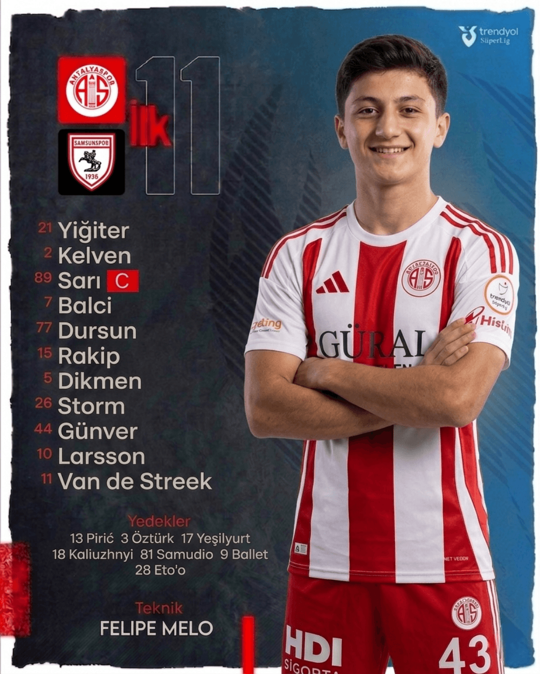 Escorpiões Escalados! 🦂 Tudo pronto para a partida contra o Samsunspor fora de casa, pela 12ª Rodada da Trendyol Süper Lig. 📺 Assista a…