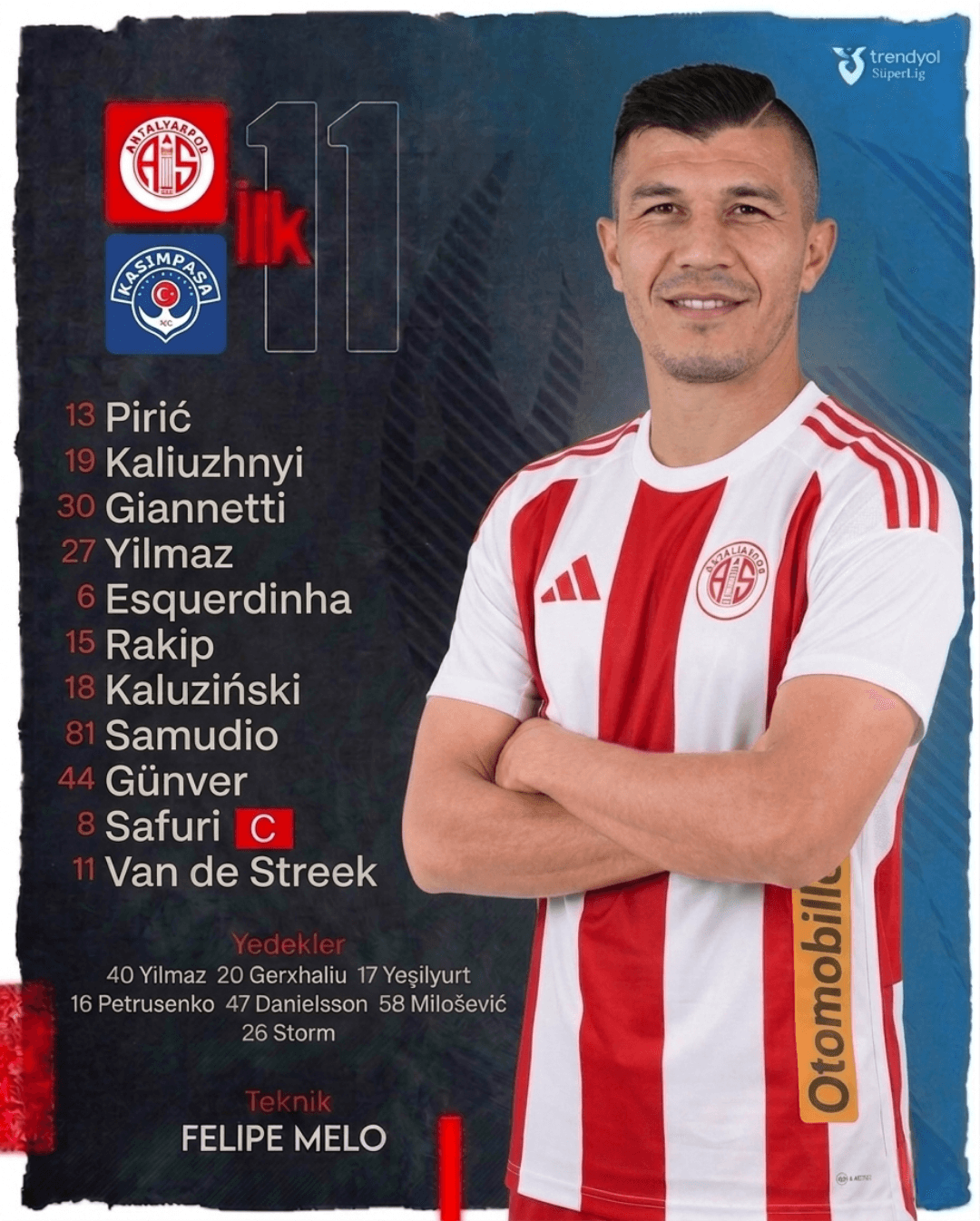 Escorpiões Escalados! 🦂 Tudo pronto para a partida contra o Kasimpaşa em casa, pela 13ª Rodada da Trendyol Süper Lig. 🏟 Coredon Park An…