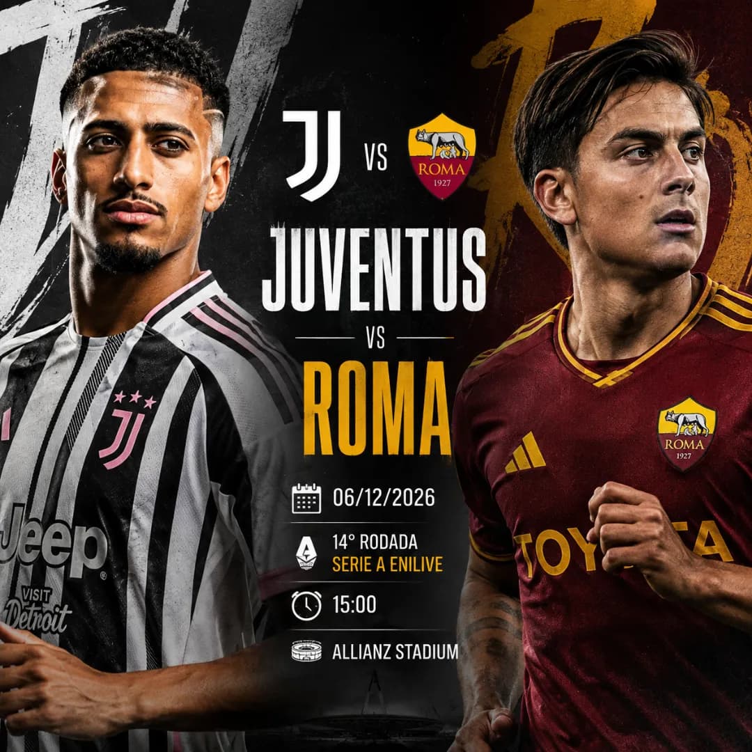 (06/12/2026) Próxima partida é mais um clássico ❤️🔥 Juventus (5°) X Roma (10°) pela 14° rodada da Serie A Enilive Dessa vez não iremos …