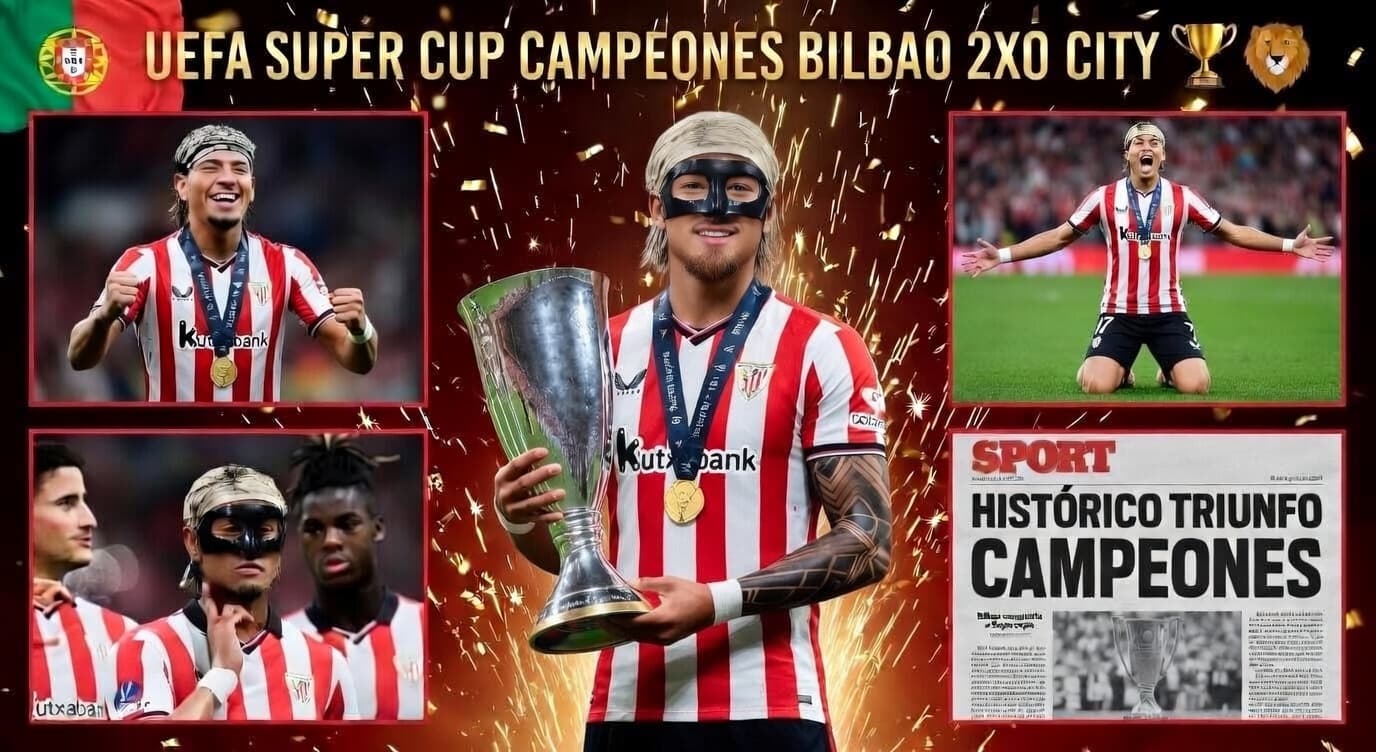 🏆Bilbao 2x0 City. Levantei a UEFA Super Cup com o peito estufado e o coração explodindo de orgulho. Não foi sorte, foi raça, talento e g…