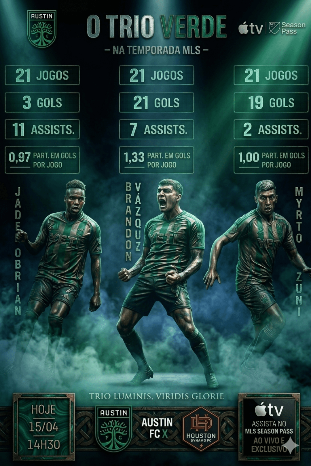 Na última rodada da MLS, o Austin FC chega com O melhor trio de ataque do campeonato! 🔥⚽🔥 Números absurdos na temporada… e logo contra …