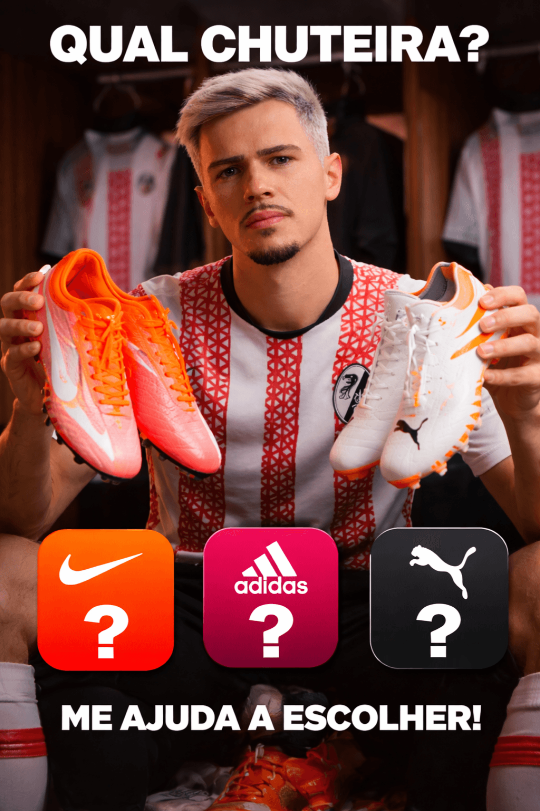 Fase boa, trabalhando forte e evoluindo a cada dia 🙏⚽️ Agora é hora de escolher a chuteira pra temporada… Qual vocês vão comigo? 👀 Nike…