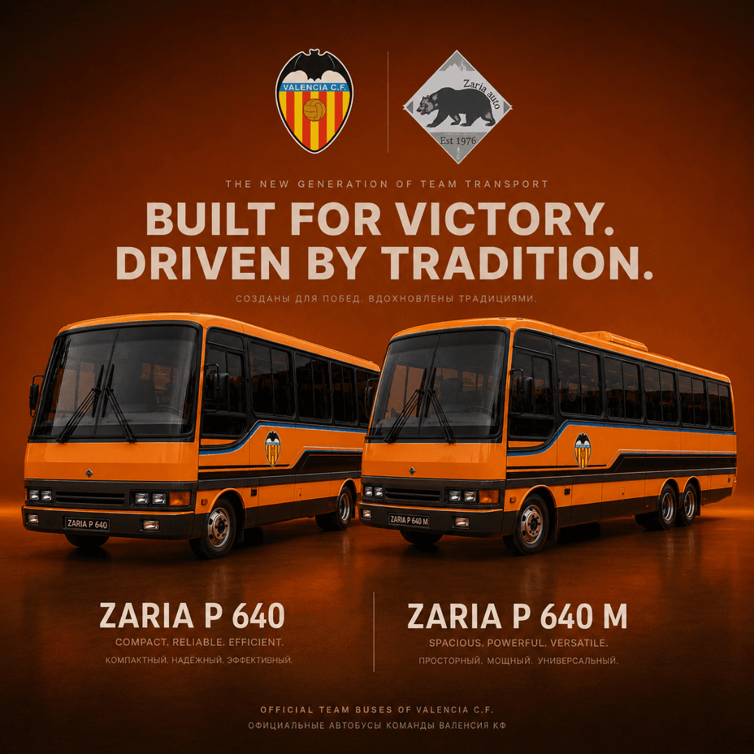 Novos Veículos da Zaria para o Valência C. F 🦇💛🧡💙! Zaria P 640 Zaria P 640 M Iremos lançar um post explicando exatamente sobre os veí…