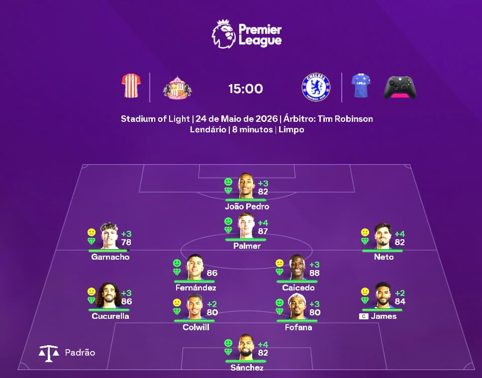 PREMIER LEAGUE — RODADA 38 ⚽ SUNDERLAND X CHELSEA Hora de fechar a temporada com chave de ouro! Viemos ao Stadium of Light com foco total…