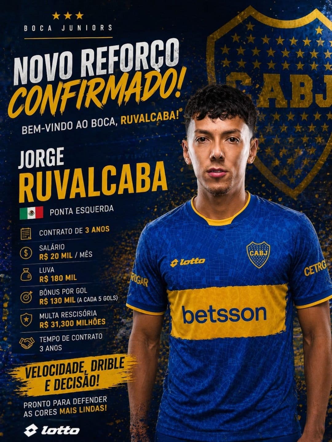 CONTRATAÇÃO CONFIRMADA O clube anuncia a chegada de Jorge Ruvalcaba. ✍️ Contrato: 3 anos 💰 Multa rescisória paga: 31,3 milhões 💵 Salári…