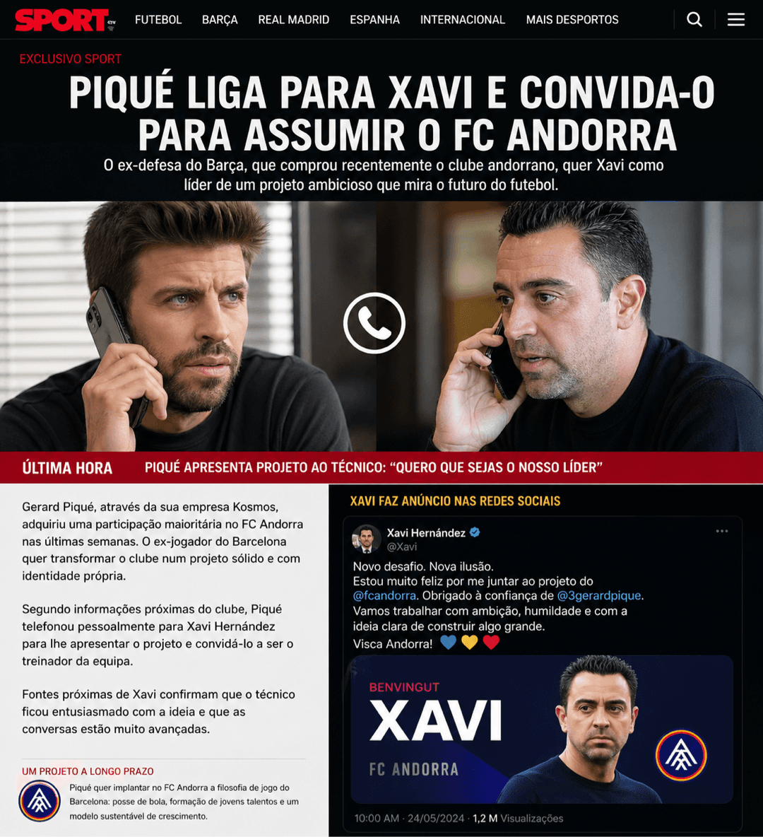 🚨 É OFICIAL, TRICOLORES! 🚨 O telefone tocou… e a história começou a mudar. 📞🔥 Gerard Piqué chamou, e Xavi Hernández atendeu. Um proje…