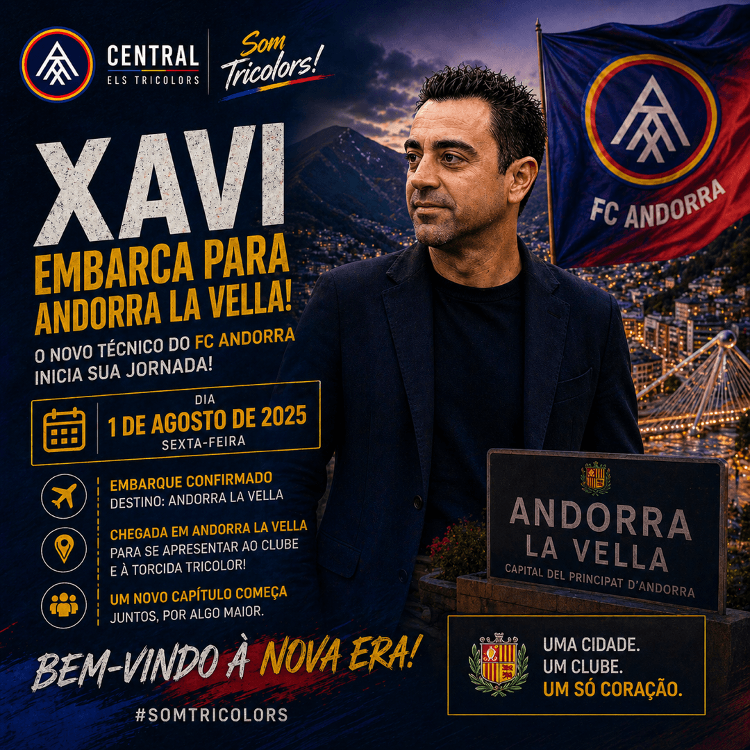 ✈️ RUMO AO PRINCIPADO 🇦🇩 Xavi Hernández embarca no dia 1 de agosto de 2025 com destino a Andorra la Vella para iniciar oficialmente sua…