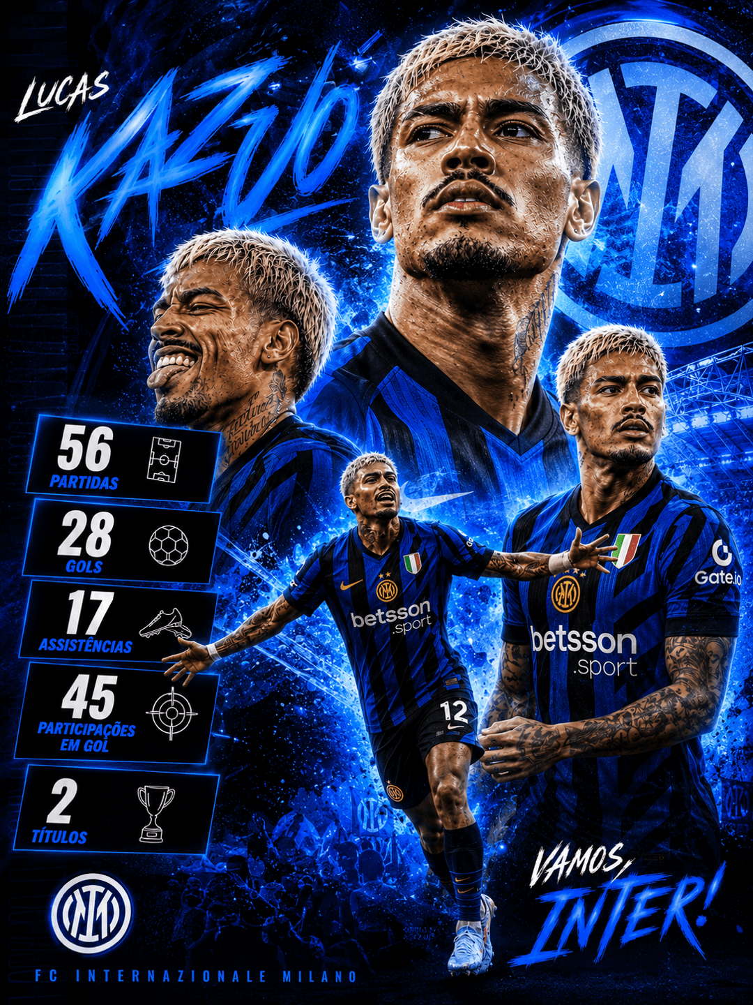 🔥 Baita temporada de Lucas Kazuo! ⚫🔵 56 partidas ⚽ 28 gols 🎯 17 assistências 📊 45 participações em gols 🏆 2 títulos Números de craqu…