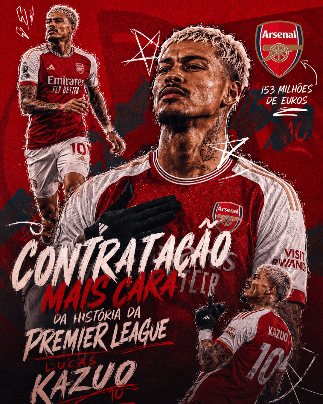 Bomba no mercado! 💥🤯 Arsenal acaba de anunciar a contratação de Lucas Kazuo por 153 milhões de euros. 🤑💰 Simplesmente a contratação m…