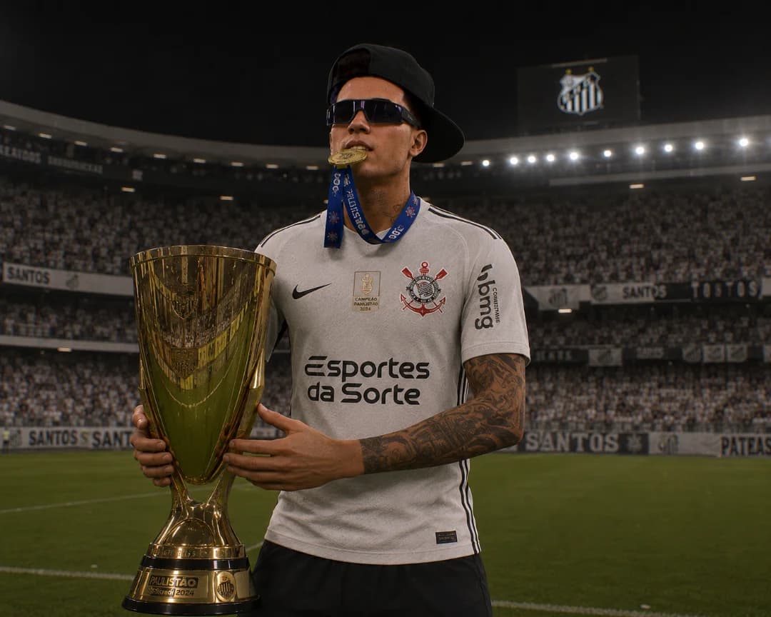 É bom sinte o gosto, de ser campeão pela primeira vez na carreira. ganhar o paulistão em cima do santos foi difícil kk...